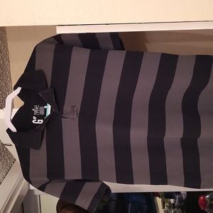Black and grey striped polo shirt M